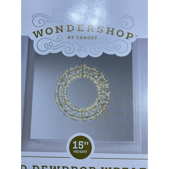 Wondershop Christmas LED Dewdrop Wreath Twinkling Warm White In/Out 15in NEW - Picture 5 of 14